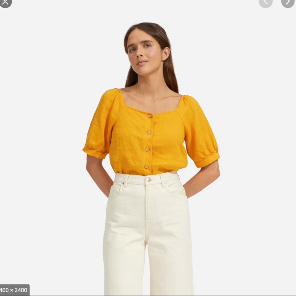 Everlane The Linen Puff-Sleeve Top